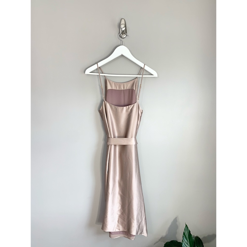 Amanda Uprichard Beige Satin High Neck Dress - Picture 10 of 11